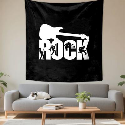 "Rock Music Silhouette Design" Patterned Tapestry Decorative Wall Hanging, Home Bedroom Living Room Decor