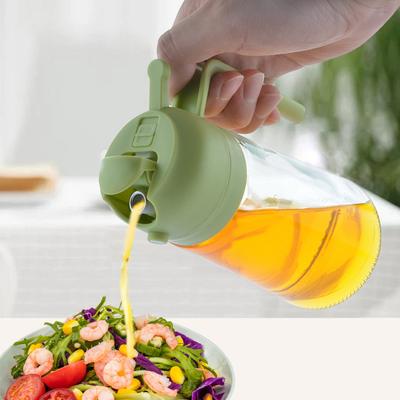 Distributore di olio 2 in 1 da 470 ml, di qualità alimentare, senza BPA, resistente alle perdite, di grande capacità
