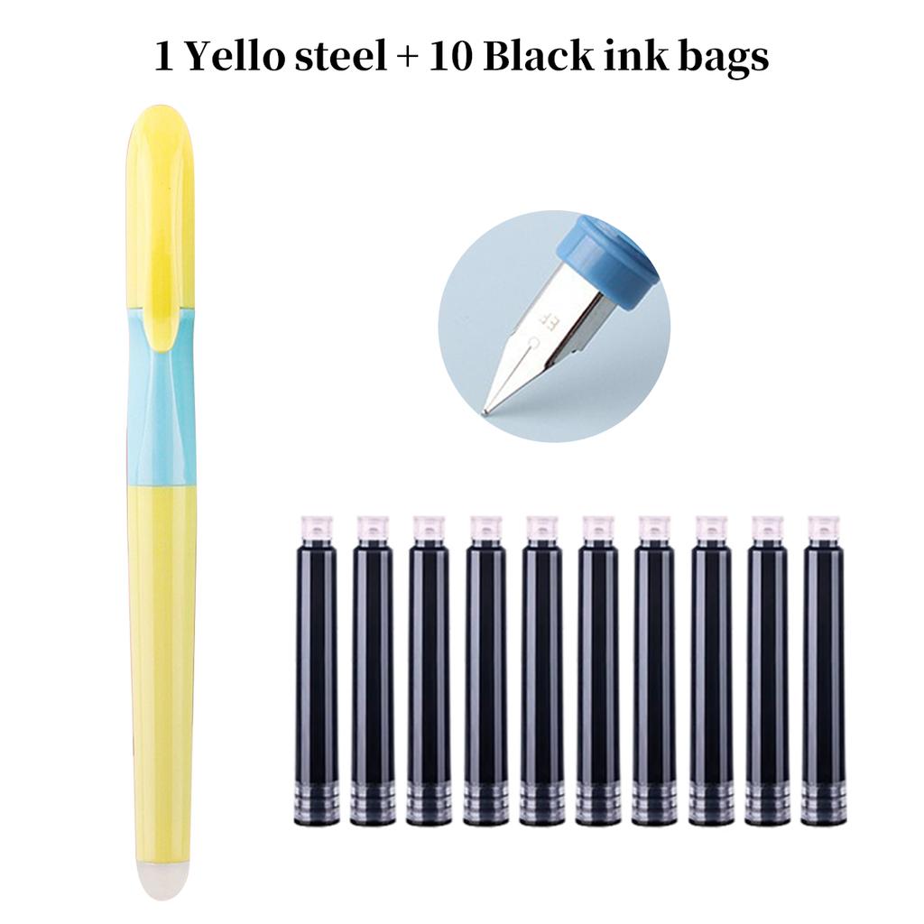 Kawaii Stance Pen Soft Grip, Erasable Replaceable Ink Children's Writing Posture Training Pen School Student Stationery Supplies