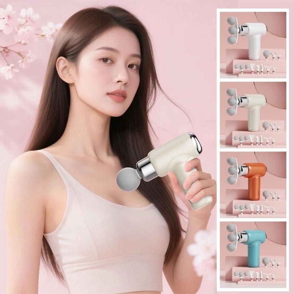 Compact Size Mini Electric Fascia Massager 9 Replaceable Head Fascia Machine Massager Post-Workout