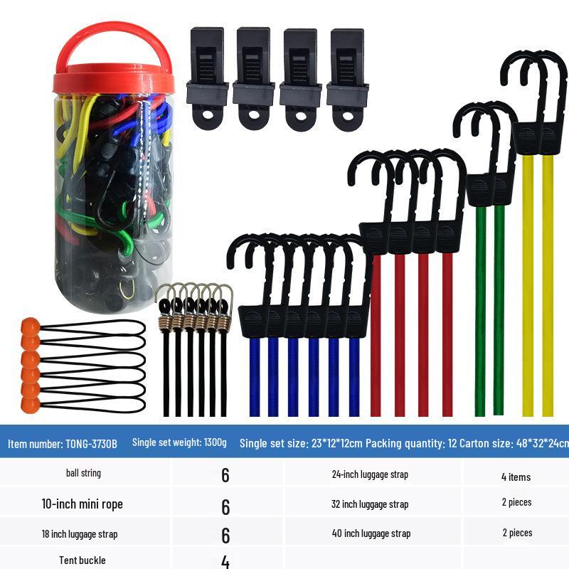 

Bucket-Packed 8mm Elastic Rope: Essential Multi-Style Luggage & Camping Gear
