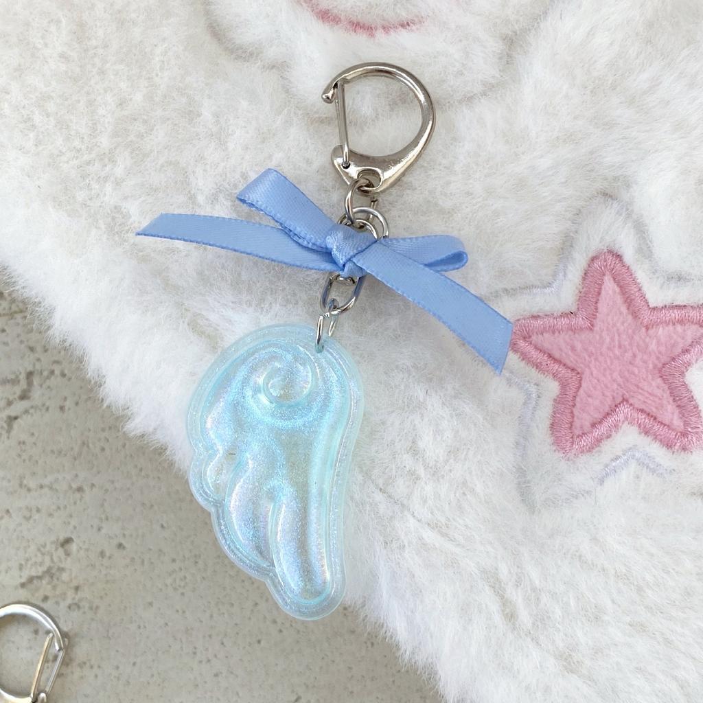 Cute Kawaii Japanese Style Keychain Bag Decoration with Angel Wing Bowknot Charm for Girls Fashion Accessory