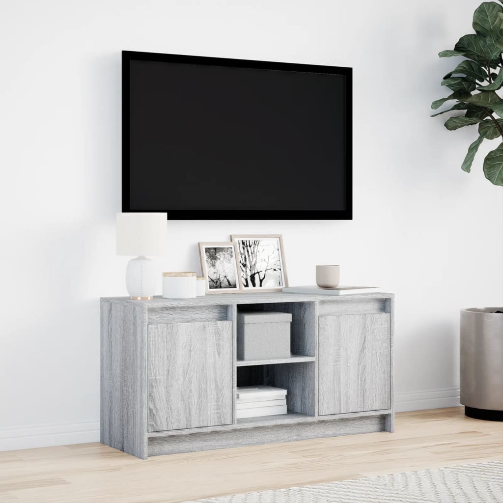 TV Cabinet with LED Lighting Grey Sonoma 100 x 34 x 50 cm