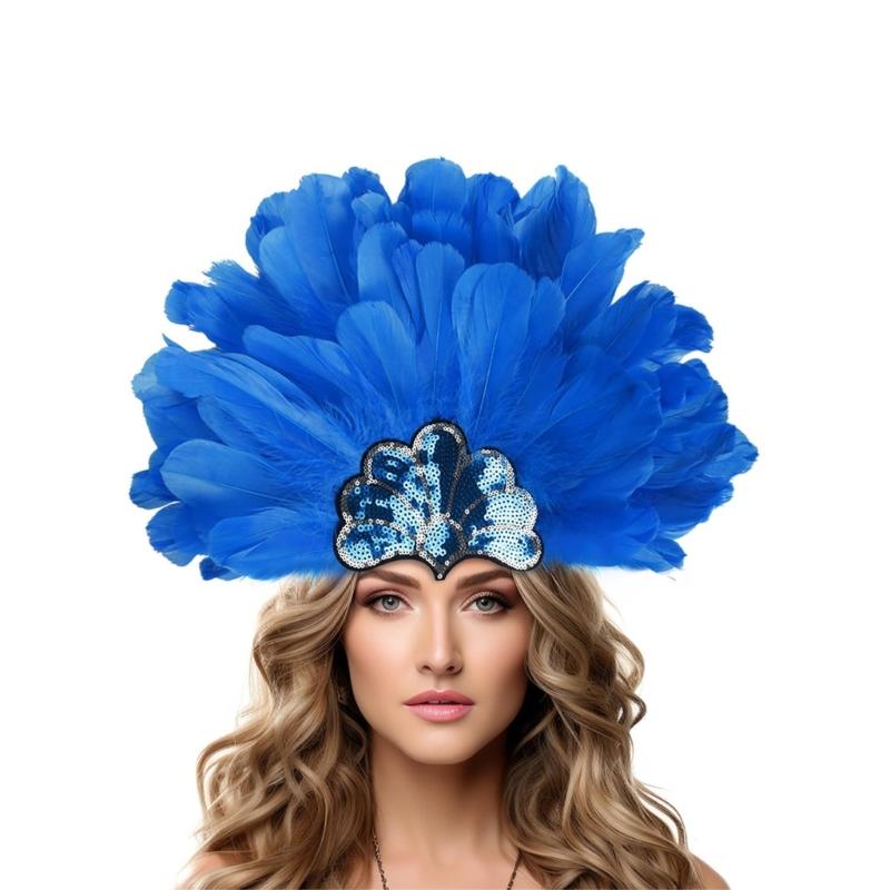 Karneval Pailletten Krone Feder Kopfschmuck Feder Kopfschmuck Mardi Gras Accessoires 1920er Flapper Halloween Stirnband für Damen