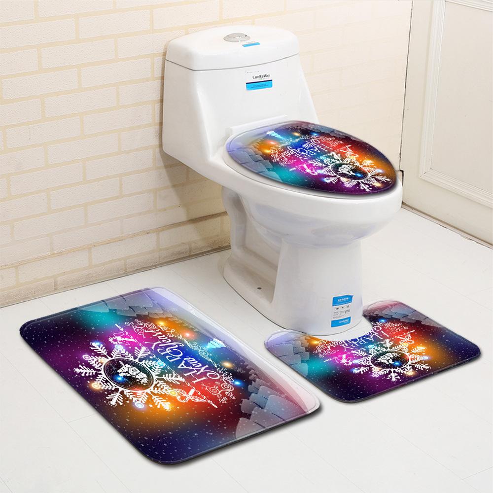 Christmas Bathroom Floor Mat Toilet Three-Piece Set