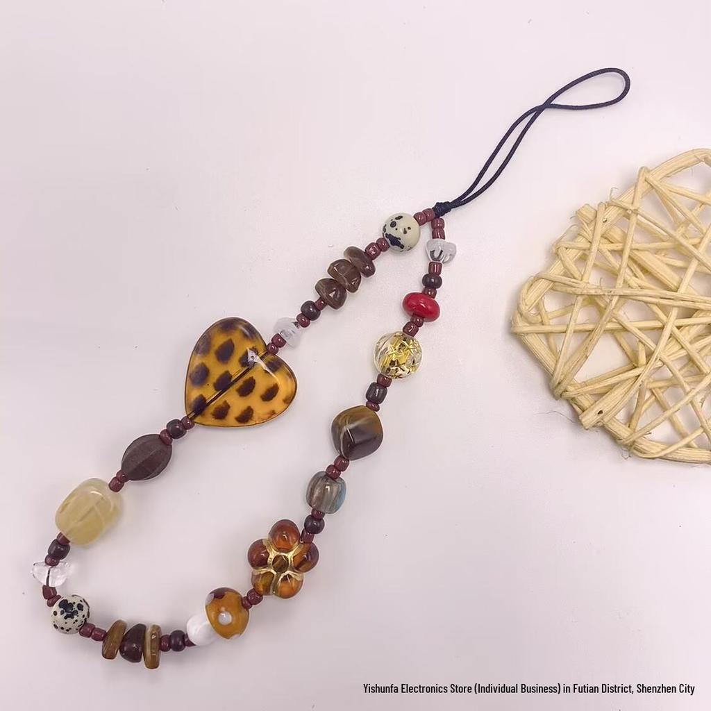Handmade Amber Candy Chain & Beads Minimalist Camera Lanyard Pendant - Retro Style