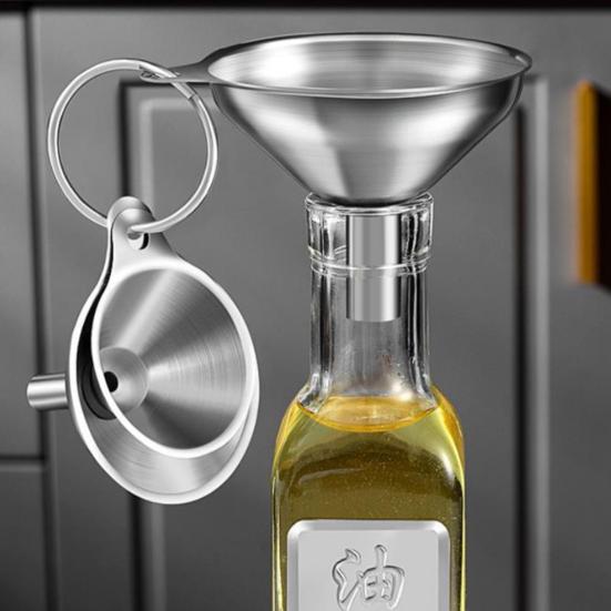 Stainless Steel Kitchen Funnels Set Food Grade Powder Transfer Funnel for Filling Bottles Cooking Oil Pouring Tool for Spices Salt Herbs