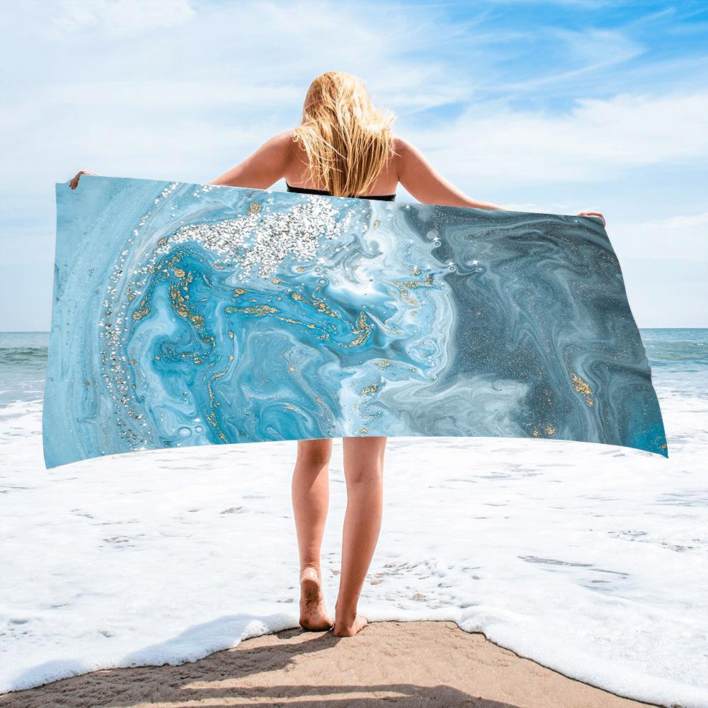 Abstract Marble Art Beach Towel Quick Dry Sand Resistant Soft Microfiber Towel For Summer Beach Pool Vacation