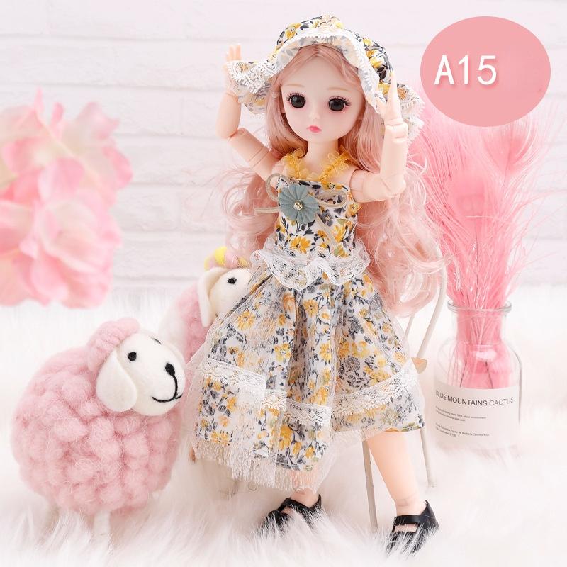 30CM Mini Movable 23Jointed Doll Girls Toy 3D Big Eyes BJD Princess Full Outfits  Dresses  Collection Childrens Doll Gift