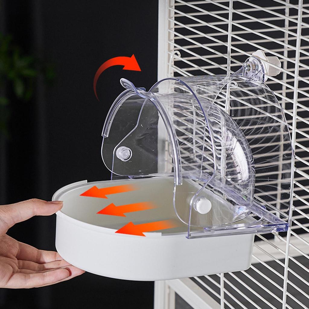 Clear Hanging Bird Bath Splashproof Bath Shower Bird food bowl Space Saving Design Bird Cage Accessories