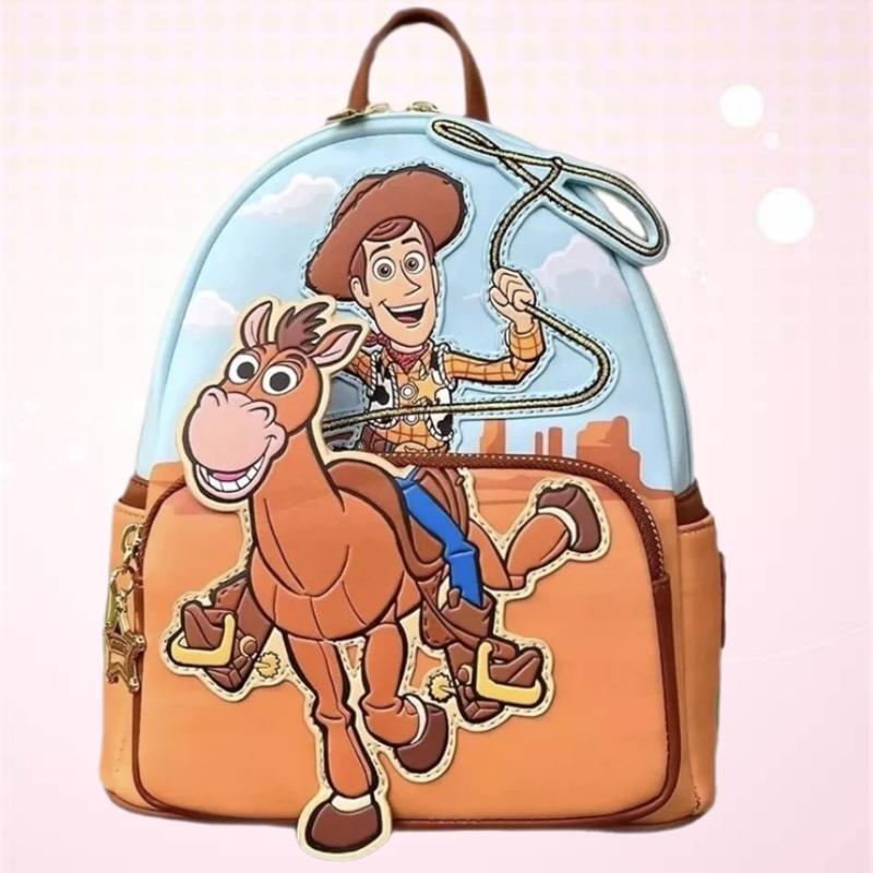 Disney Toy Story Woody and Bullseye Beauty and The Beast Mary Cat Up Casual Backpack