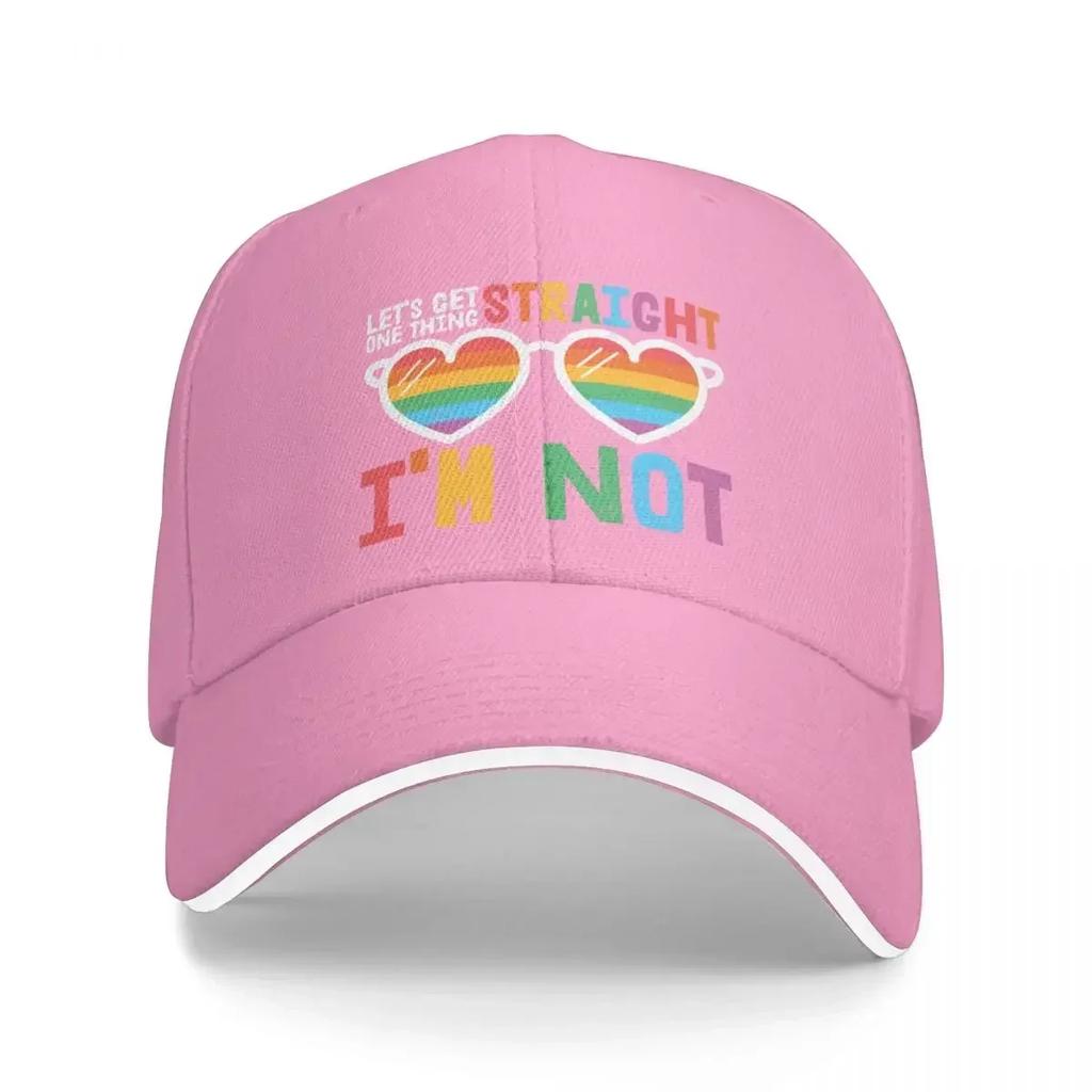 Lets Get One Thing Straight Im Not funny gay Baseball Cap Trucker Hat Streetwear Bobble Hat FeUnisex Unisexs