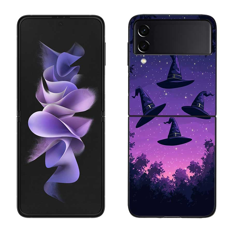 Halloween Wizard Hat Horror Fun Phone Case For Samsung Z Flip 7 6 5G Galaxy Z Flip 5 4 3 Black Hard Cell Cover Luxury PC Shell