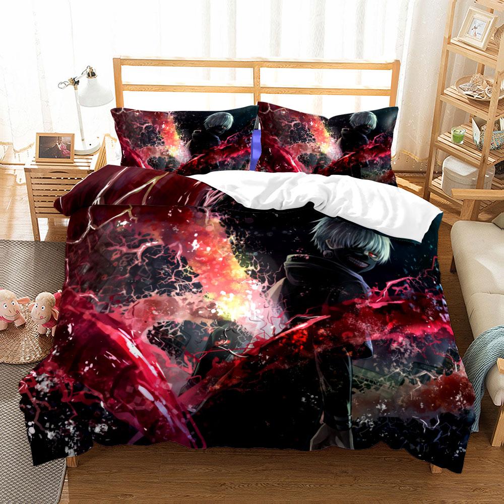 Zestaw poszewek na kołdrę Anime Tokyo Ghoul UK Pojedynczy Podwójny King US Bliźniaczy Pełny Queen Zestaw pościeli