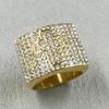 Punk Men Vintage Full Rhinestone Cross Ring Hip-Hop Rock Style Gold Color Popular Party  Personality Creative Gift