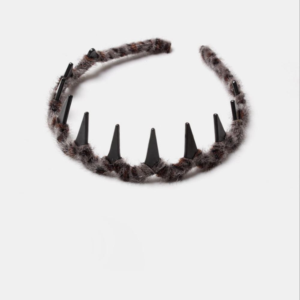 

Anti Slip Hair Ornament Headband High Elasticity High Cranium Hairband with Teeth Hair Accessories сірий