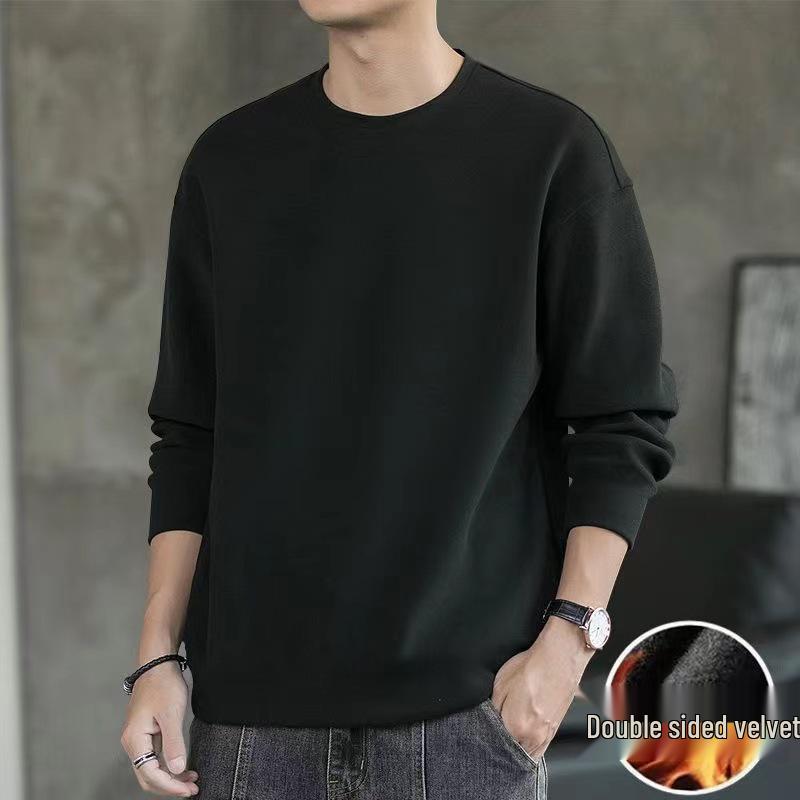 Men's Slim Fit Fleece-Lined Long-Sleeve Base Layer T-Shirt for Autumn/Winter