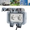 2 Gang Outdoor Electrical Outlet IP66 Water Proof Wall Mounted Power Outlet with Indicator Light