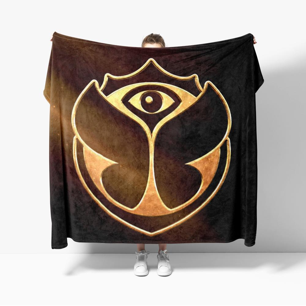 Koc Flanelowy Tomorrowland na Sofę Rockowy Popularny Festiwal Muzyczny Kocyki na Łóżko