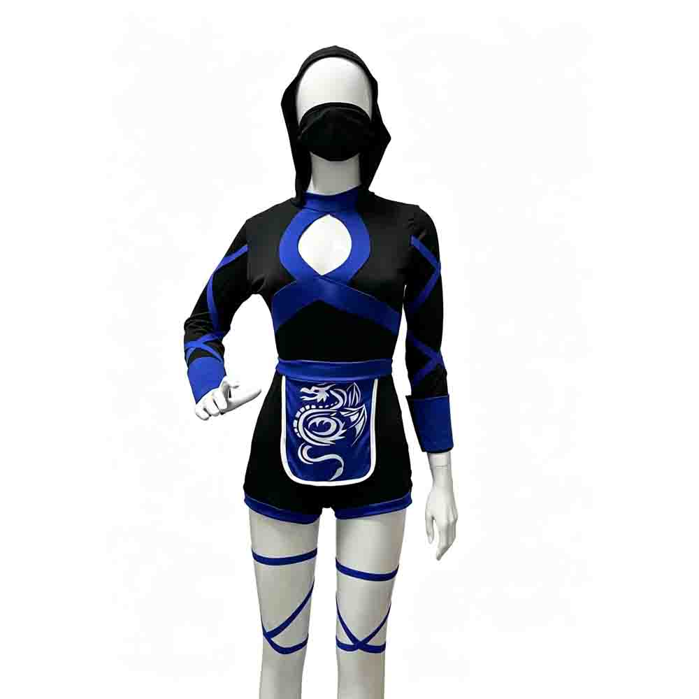 Sexy Women Killer Cosplay Costume Black Blue Samurai Warrior Outfit for Halloween Carnival Party