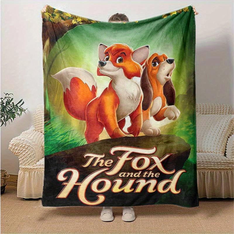 1pc, The Fox and The Hound Cozy Throw Blanket for Home Decor, Couch Cover, Outdoor Blanket, Gift Idea, Flannel Throw