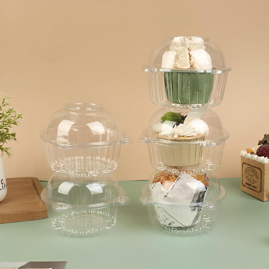 100Pack Clear Food Container Plastic To Go Containers Cake Slice Containers Clamshell Takeout Tray for Pastry,Salad,Dessert