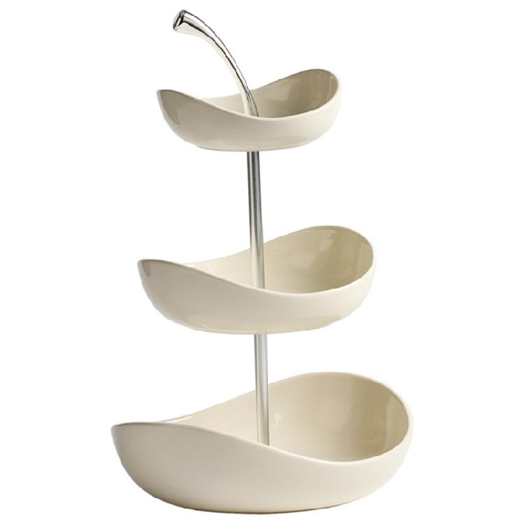 

Decorative Multiple Tiered Serving Bowl Cherries Pattern Designs For Parties Picnics And Office Event Quick Setups белый