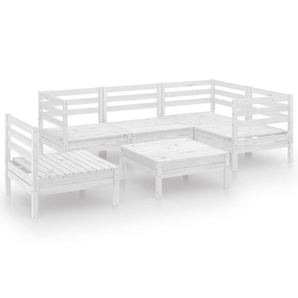Vidaxl 6-Cz. Garden Lounge Set, White, Pine Wood