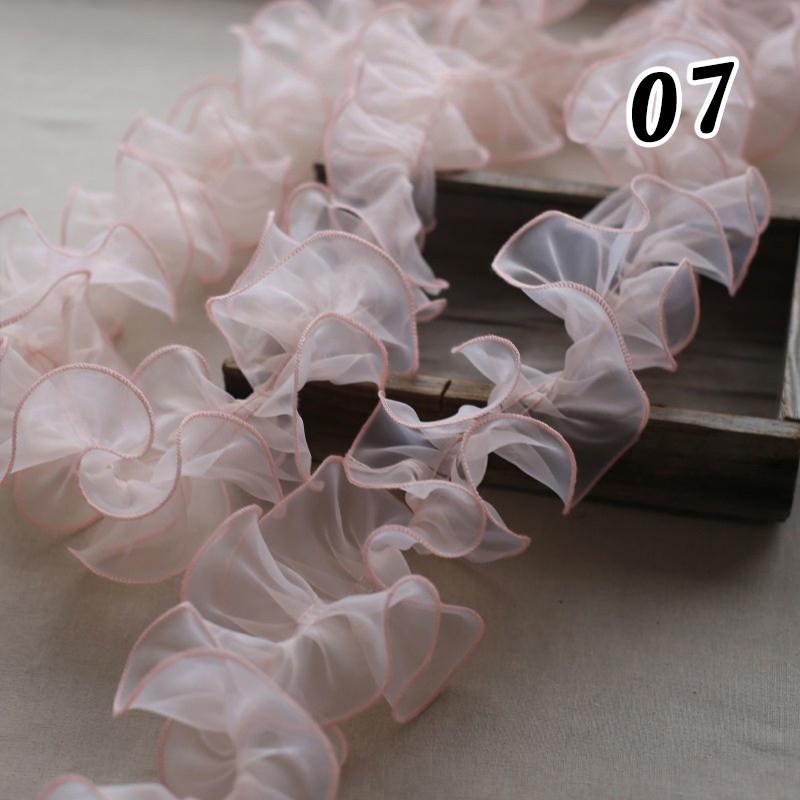 3M 10cm Pleated Lace Trim Bubble Skirt Ruffle Gauze Lace Ribbon Lace Fabric Tutu Lace Wedding Dress Decor Accessories