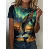 Summer Fashion Short Sleeved T-shirt Colorful Creative 3D Printed Women's Round Neck Casual Sports Comfortable Soft Large Loose Breathable T-shirt