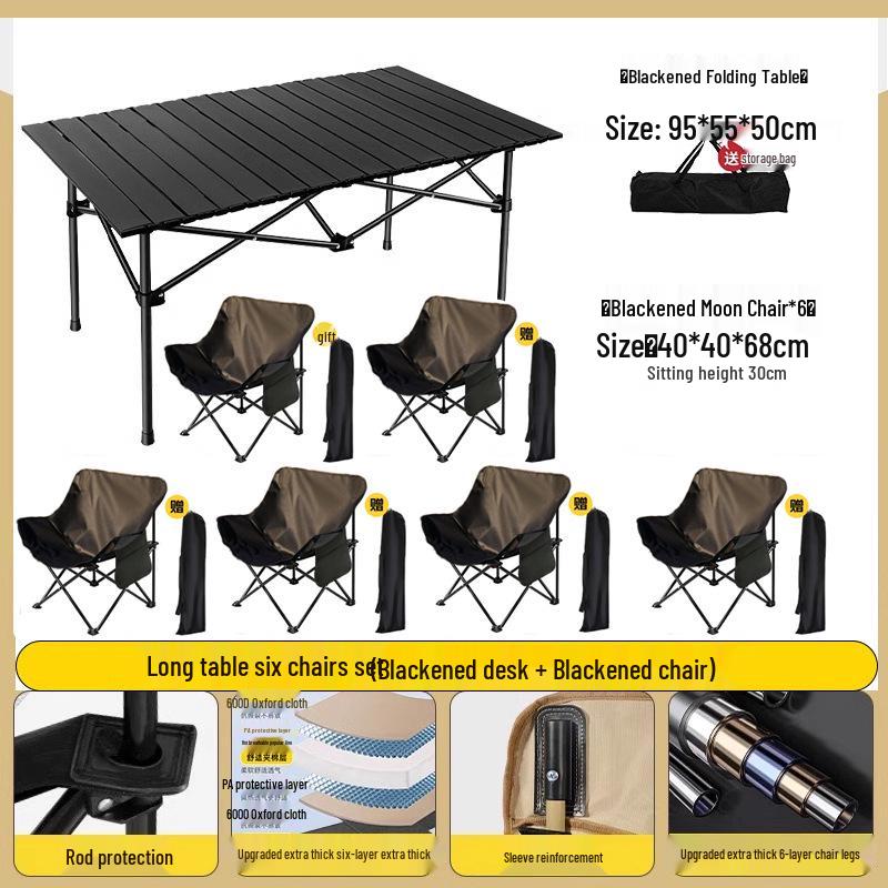Portable Folding Roll-Up Camping Table and Chair Set - Ideal for Picnics and Barbecues