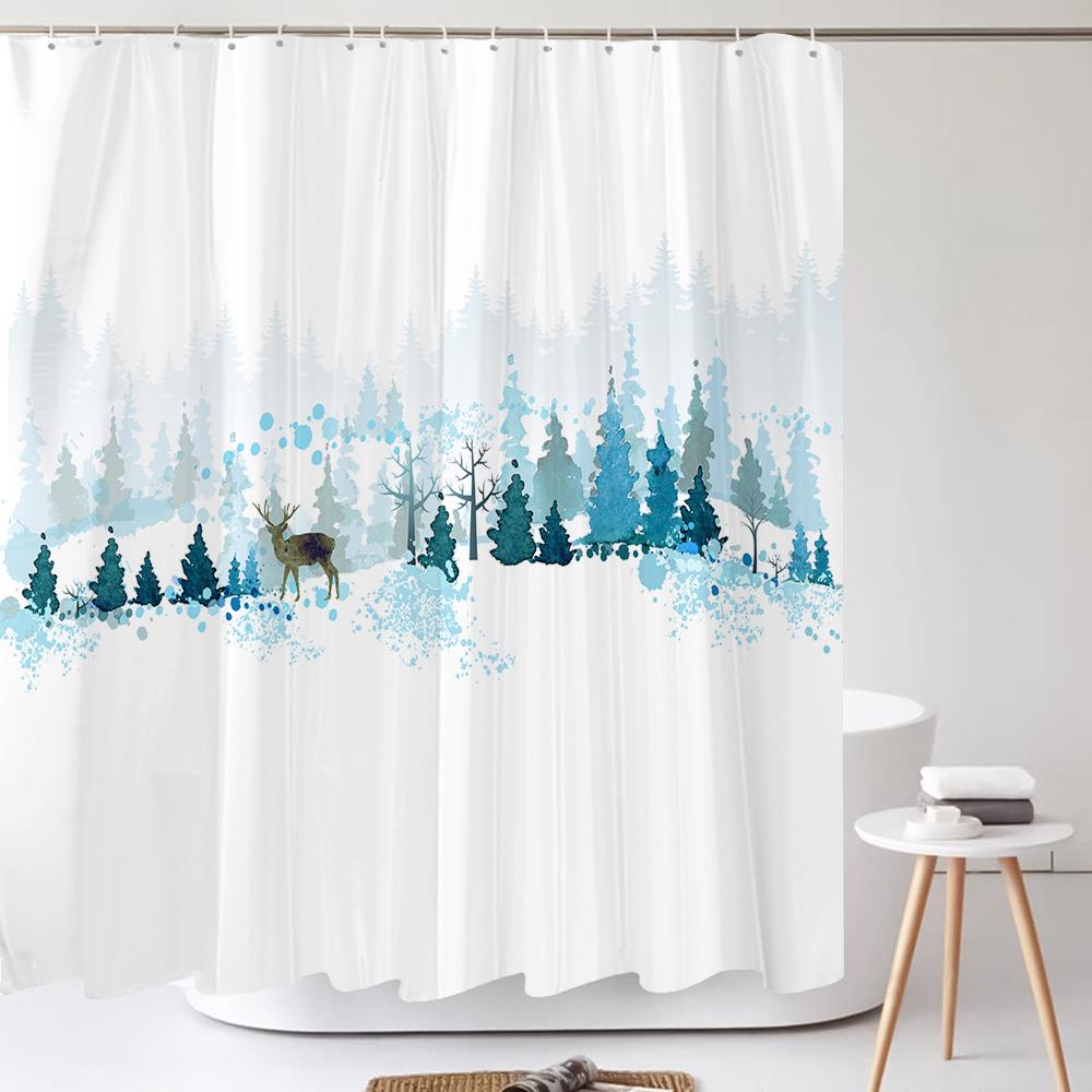 Tenda Doccia con Parole Artistiche Semplici Nordiche Stampa Bianca Minimalista Tenda per Vasca da Bagno Poliestere Impermeabile Decorazione Tenda da Bagno