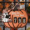Unique Reading Tracker Halloween Ghost Pumpkin Wooden Hanging Sign, Sliding Number Counter for Book Read This Year, Fun Gift Spooky Decor with
