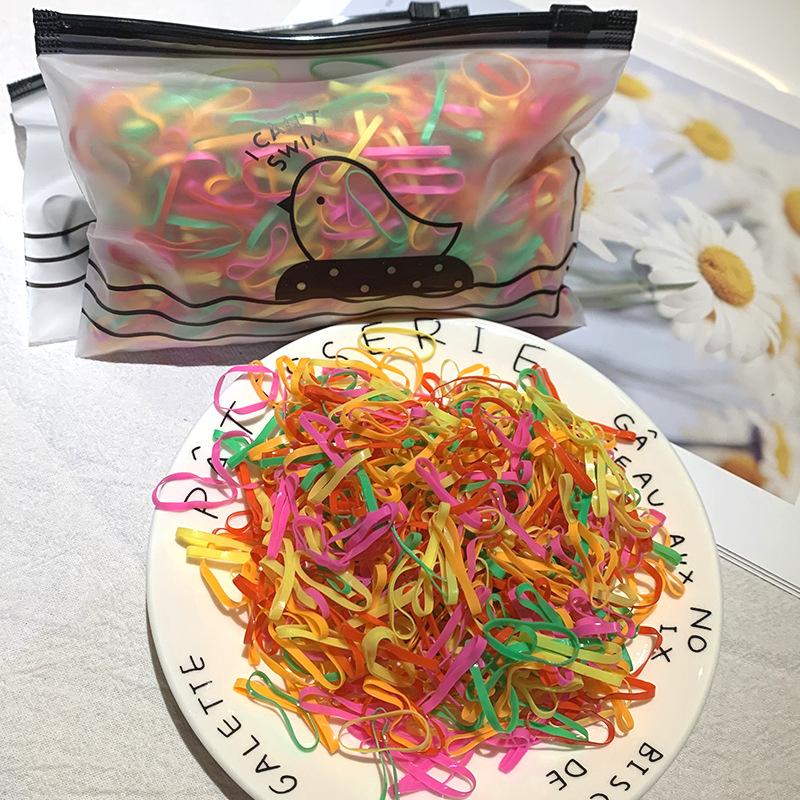 

500Pcs Elastic Rubber Hair Bands for Girls Ties Colorful 2cm Big Disposable Scrunchie Ponytail Holder Band Hair Accessories 500PCS