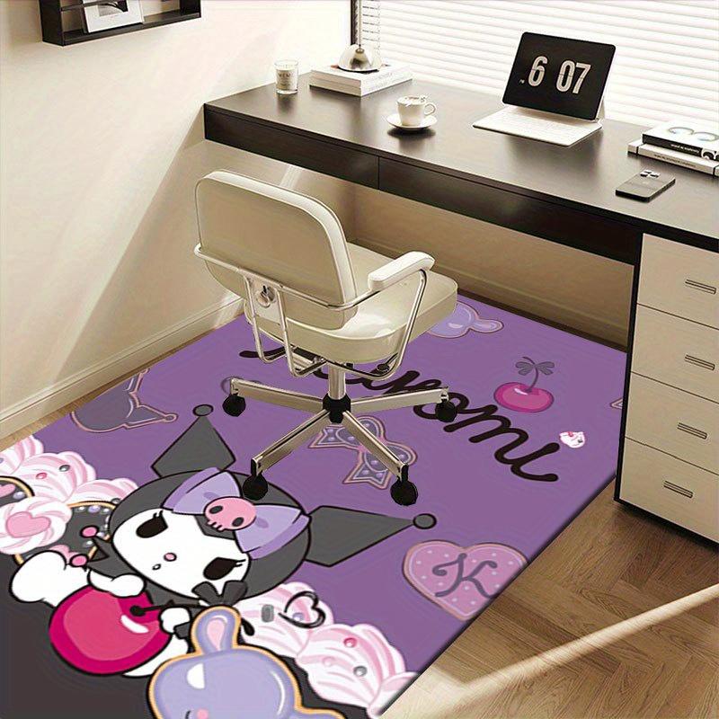 1pc Sanrio Kuromi Mermaid Printed Office Carpet Rectangle Rug Under The Table,Perfect Room Decor for Living Room, Bedroom, Kitchen, Non-slip Floor Mat