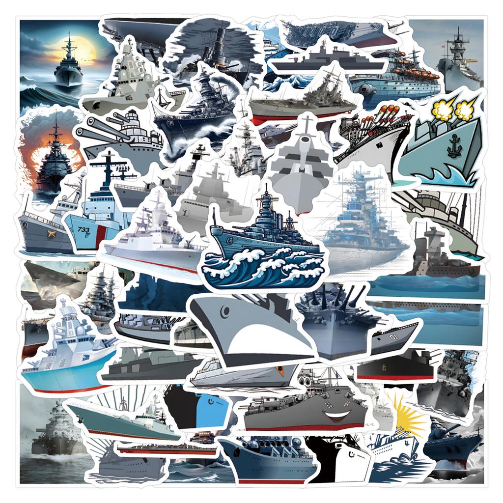 55 New Battleship Graffiti Stickers Decorate Suitcase Mobile Phone Stickers