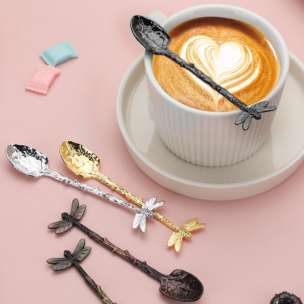 Dragonfly Design Coffee Spoon Metal Bar Tea Spoon Stirring Tool Kitchen Dessert Scoop Tablewear