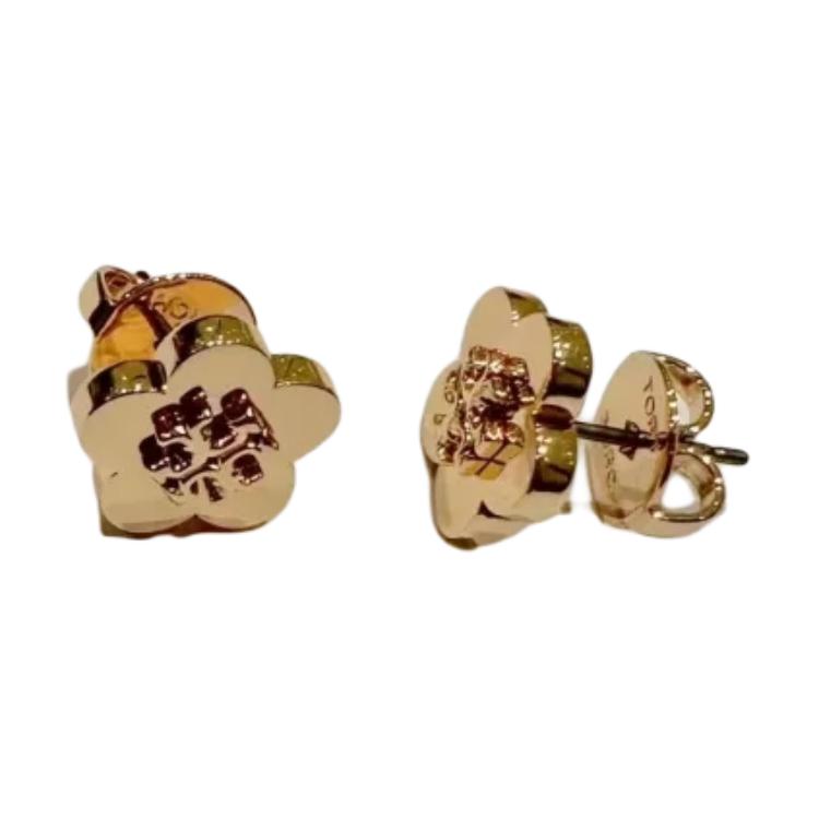 Tory Burch Floral Pattern Brass Earrings Unisex earrings Gold 157205-720 F,Gold