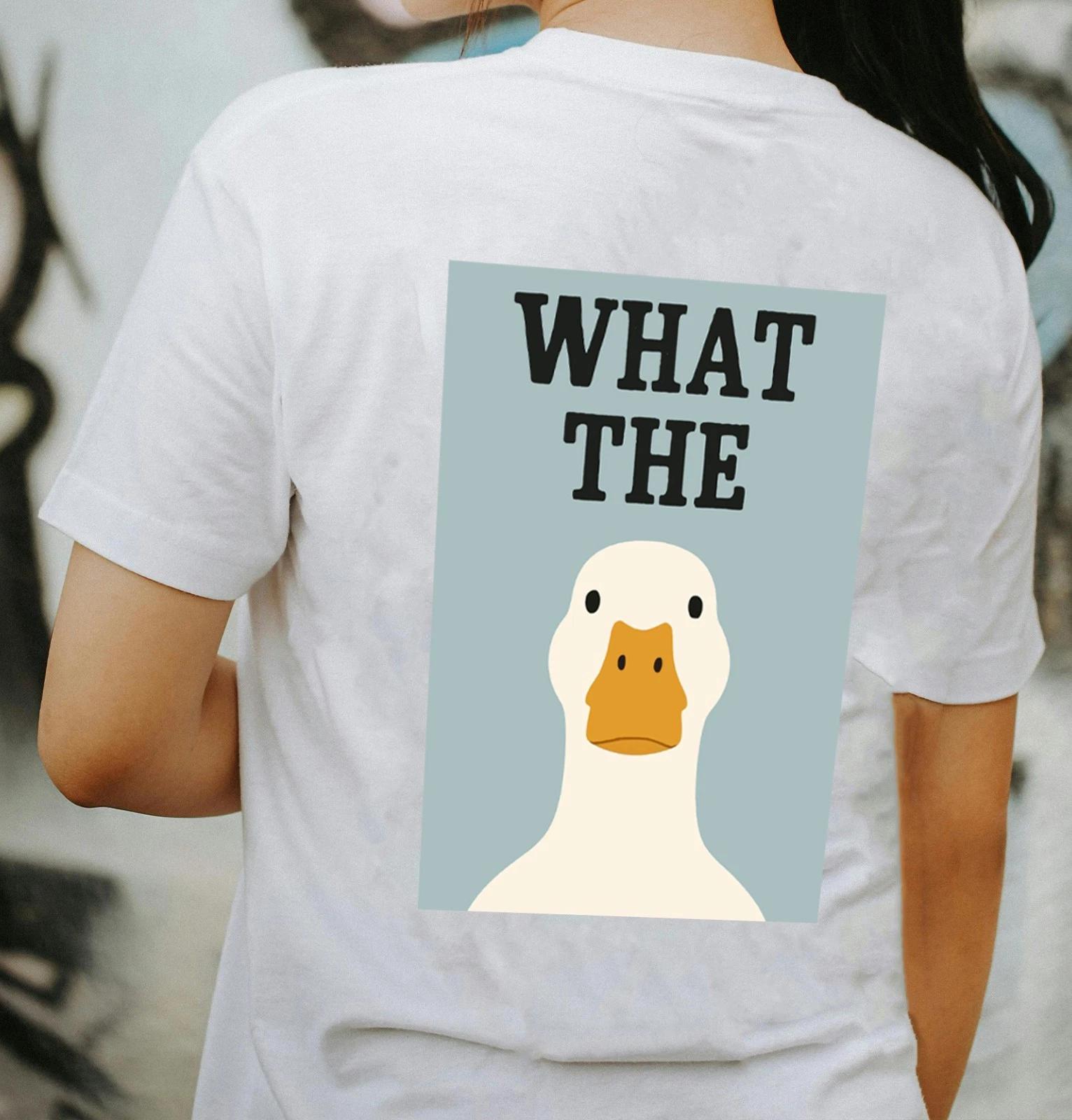 What The DUCK Adult Unisex T-Shirt - Adorable Trendy Illustration Art Funny Joke M