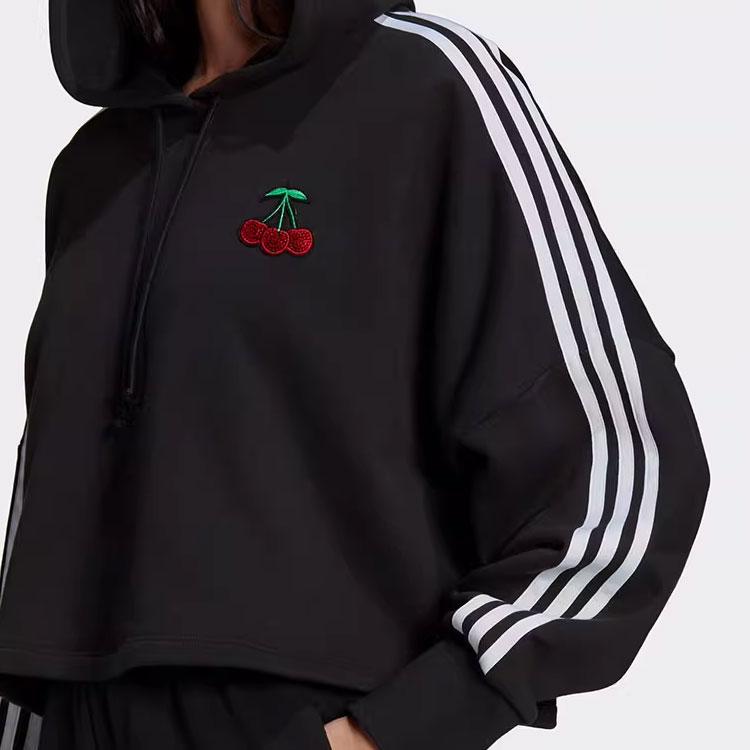 Adidas Originals Cropped Hoodie Color Block Casual Sports Hoodie Women Hoodies Black GN3100