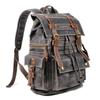 European Retro Double Shoulder Backpack - Waxed Canvas & Genuine Leather for Travel, Outdoor, and Casual Use