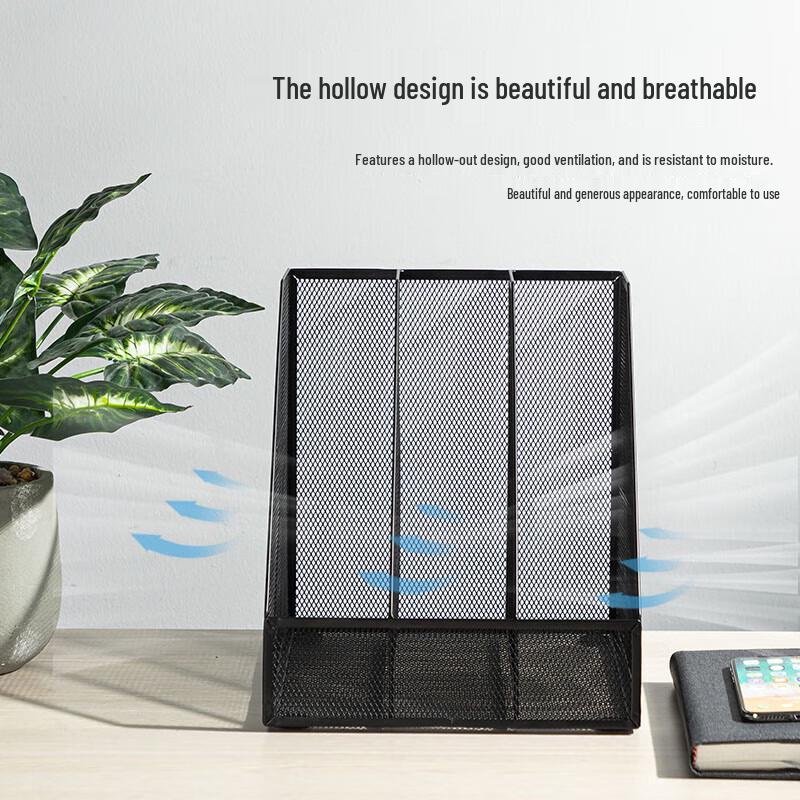 Deli Three-Tier Metal Mesh Desktop File Holder