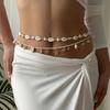 Boho Ocean Starfish Shell Spliced Rice Beaded Double Layer Waist Chain For Women Summer Conch Imitation Pearl Body Chain Jewelry