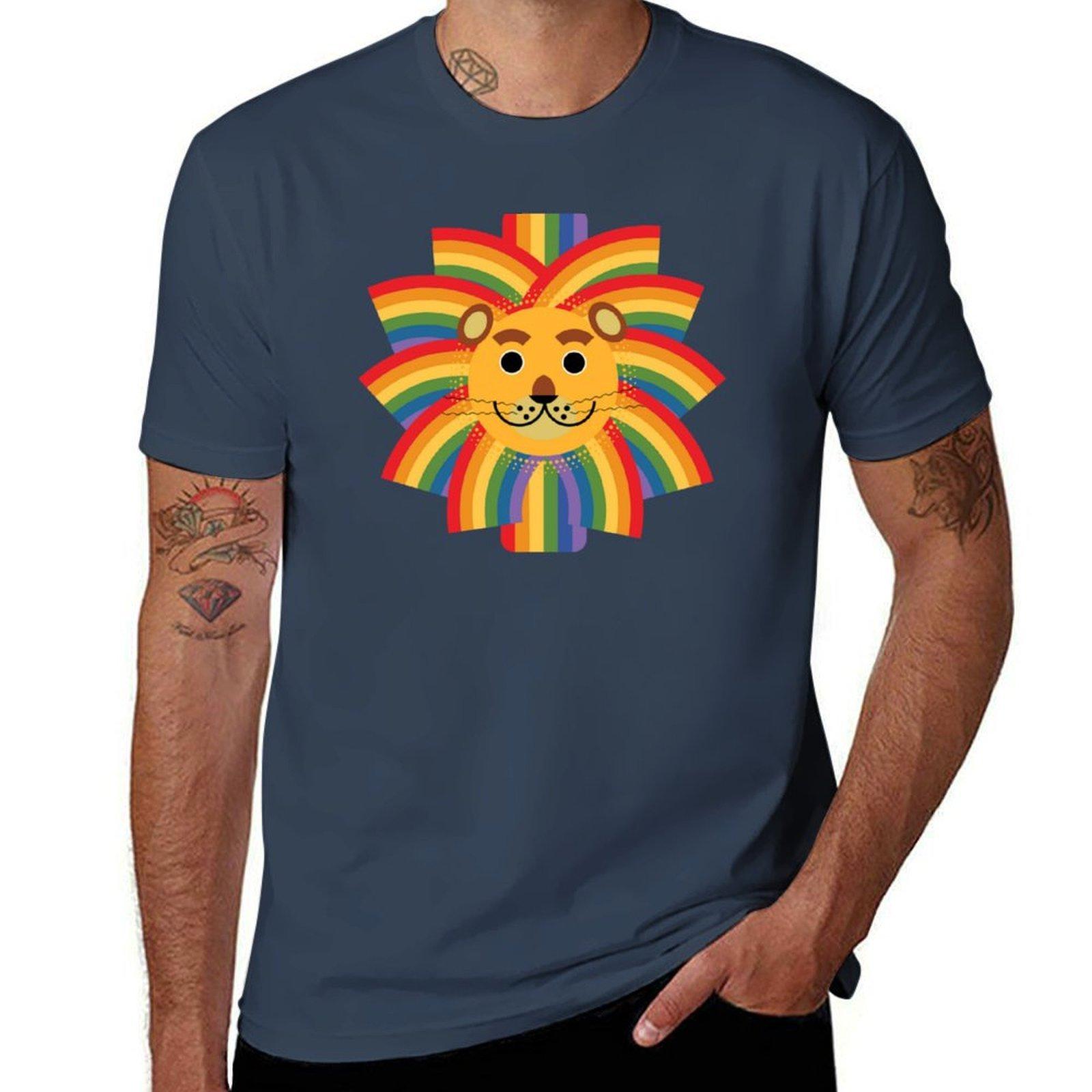 Rainbow Unisexed lion TShirt AntiPerspiration Workout Top S