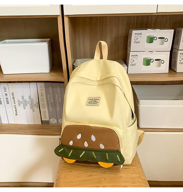 School Bag Ins Hamburg Niche Cute Design School Bag Cartoon Versatile College Student Lightweight Travel Backpack Casual Backpack