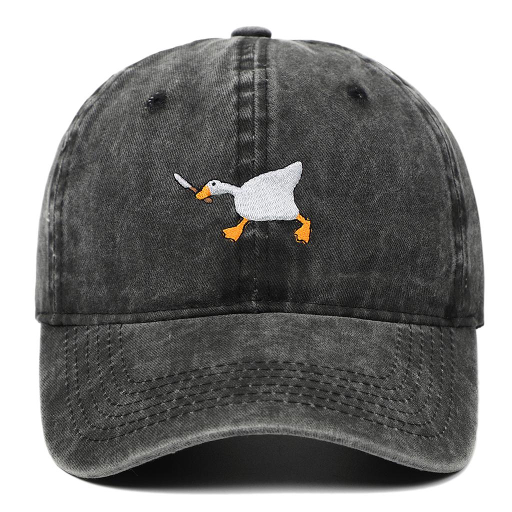 Embroidered Baseball Cap with Goose Pattern for Men and Women, Casual and Fashionable City Style Duckbill Cap
