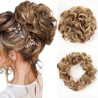 Chignon Mosso Ricci Capelli Sintetici Avvolgente Chignon Disordinato con Elastico Scrunchie Chignon Posticcio per Donne