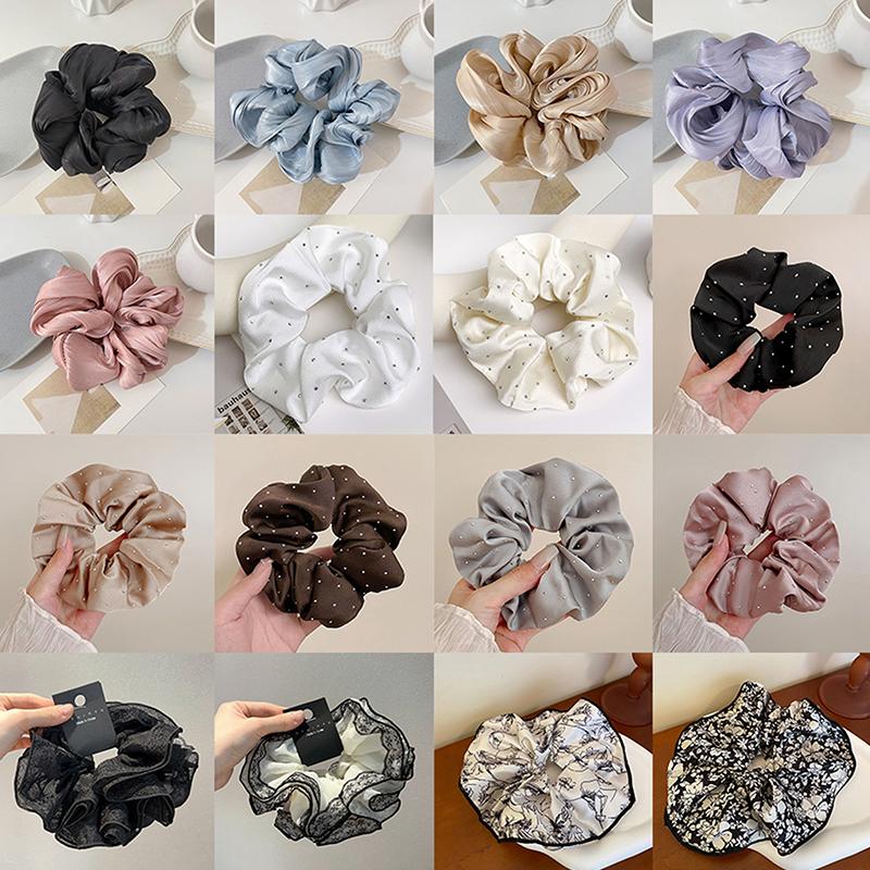 2025 Fashion Summer New Style Women Silk Satin Scrunchies Korean Ladies Girls Elastics Hair Band Ponytail Hold Hair Accessories