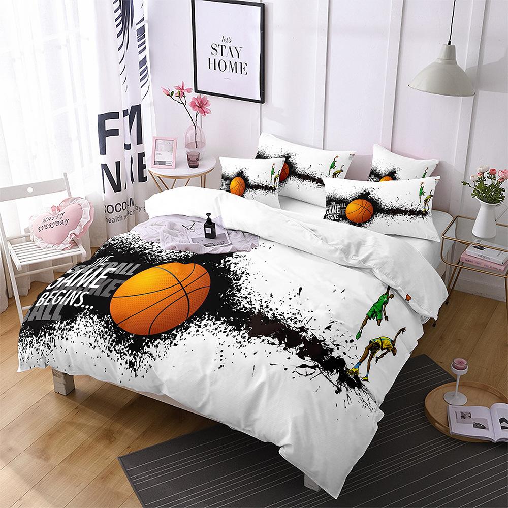 Football Basketball Sports Quilt Cover Bedding Digital Printing Home Textiles Three-Piece Set