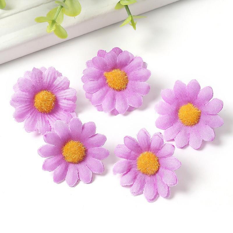 

30/50Pcs Daisy Artificial Flowers Head 4cm Silk Fake Flower For Home Decor Garden DIY Wreath Gift Accessories Wedding Decoration 30Pcs світло-фіолетового кольору